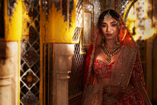 Load image into Gallery viewer, Red Rose Gold Zardosi Lehenga Set