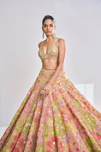 Load image into Gallery viewer, Multi-Coloured Gold Lehenga Set