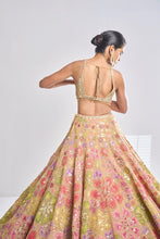 Load image into Gallery viewer, Multi-Coloured Gold Lehenga Set