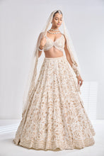 Load image into Gallery viewer, Cream Gold Floral Lehenga Set
