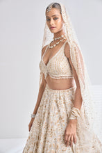 Load image into Gallery viewer, Cream Gold Floral Lehenga Set