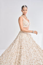 Load image into Gallery viewer, Cream Gold Floral Lehenga Set