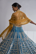 Load image into Gallery viewer, Three-Coloured Mirror Work Lehenga Set