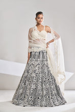 Load image into Gallery viewer, Black & White Pearl Lehenga Set