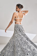 Load image into Gallery viewer, Black & White Pearl Lehenga Set