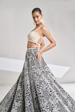 Load image into Gallery viewer, Black & White Pearl Lehenga Set