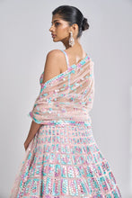 Load image into Gallery viewer, Pastel Multi-Coloured Mirror Work Lehenga Set