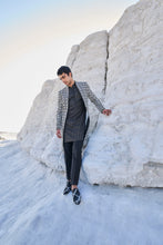 Load image into Gallery viewer, Black & White Open Sherwani Set