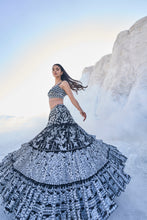 Load image into Gallery viewer, Black Multi-Tiered Lehenga Set
