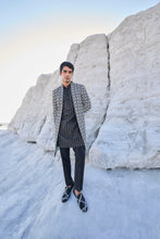 Load image into Gallery viewer, Black & White Open Sherwani Set