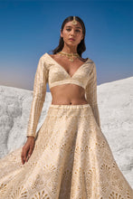 Load image into Gallery viewer, Cream Gold Cut Work Lehenga Set