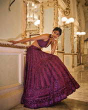Load image into Gallery viewer, Burgundy Sequin Lehenga Set