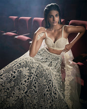 Load image into Gallery viewer, Black & White Pearl Lehenga Set