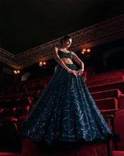 Load image into Gallery viewer, Dusty Teal Sequin Lehenga Set