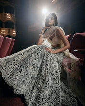 Load image into Gallery viewer, Black & White Pearl Lehenga Set