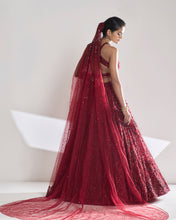 Load image into Gallery viewer, Maroon Sequin Lehenga Set