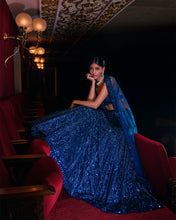 Load image into Gallery viewer, Persian Blue Sequin Lehenga Set