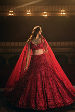 Load image into Gallery viewer, Red Sequin Lehenga Set