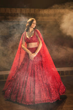 Load image into Gallery viewer, Red Sequin Lehenga Set