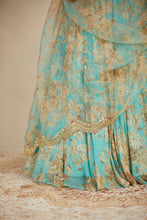 Load image into Gallery viewer, MINT CHIFFON FLORAL LEHENGA SET