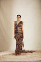Load image into Gallery viewer, PURPLE FLORAL SAAREE SET