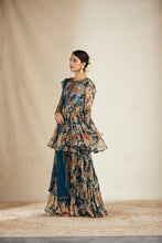 Load image into Gallery viewer, TEAL BLUE FLORAL PEPLUM SET