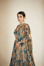 Load image into Gallery viewer, TEAL BLUE FLORAL PEPLUM SET