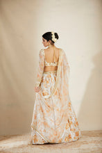 Load image into Gallery viewer, Off White Silk Floral Lehenga Set