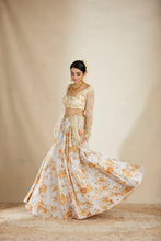 Load image into Gallery viewer, Off White Silk Floral Lehenga Set