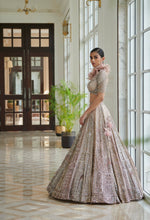 Load image into Gallery viewer, Gianna Pearl Muted Pink Shimmer Tulle Bridal Lehenga Set