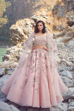 Load image into Gallery viewer, Pink Organza Lehenga Set