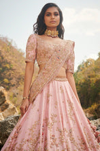 Load image into Gallery viewer, Pink Silk Lehenga Set
