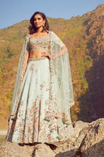 Load image into Gallery viewer, Blue Organza Lehenga Set