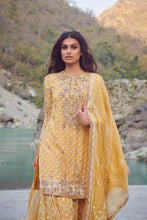 Load image into Gallery viewer, Yellow Chiffon Chikankari Kurta-Sharara Set