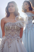 Load image into Gallery viewer, Silver-Grey Organza Gown