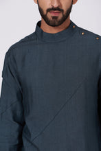 Load image into Gallery viewer, Teal Blue Shoulder buttoned Kurta set