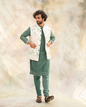 Load image into Gallery viewer, Handpaint Ivory nehru jacket
