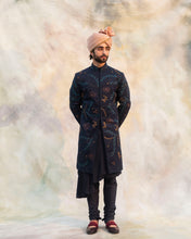Load image into Gallery viewer, Midnight blue handpaint achkan