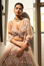 Load image into Gallery viewer, Peach Floral Lehenga Set