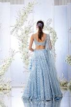Load image into Gallery viewer, Powder Blue Mirror Work Lehenga Set