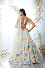 Load image into Gallery viewer, Pear Green Multi-Coloured Sequin Lehenga Set