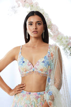 Load image into Gallery viewer, Pear Green Multi-Coloured Sequin Lehenga Set