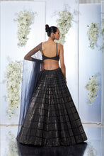 Load image into Gallery viewer, Black Brick Crystal Lehenga Set