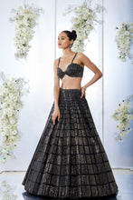 Load image into Gallery viewer, Black Brick Crystal Lehenga Set
