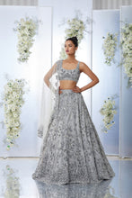 Load image into Gallery viewer, Silver Grey Sequin Lehenga Set