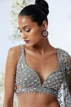 Load image into Gallery viewer, Dark Grey Sequin Lehenga Set