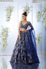 Load image into Gallery viewer, Navy Crystal Lehenga Set
