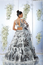 Load image into Gallery viewer, White Black Floral Lehenga Set