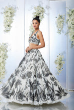 Load image into Gallery viewer, White Black Floral Lehenga Set
