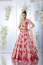 Load image into Gallery viewer, Peach Red Lehenga Set